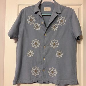 Folk Kota Men's Linen Blend Camp Shirt Embroidered
